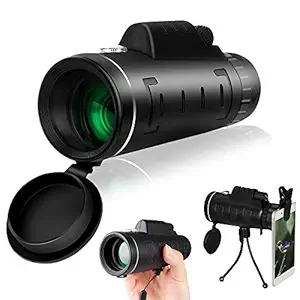 Honeytecs 40X60 High Power Monocular Telescope for Bird Watching with Compass Smartphone Adapter and Tripod for Bird Watching