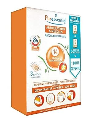 Puressentiel Articulations Patchs Chauffants aux 14 Huiles Essentielles Lot de 3 x 3 Patchs Offre Spéciale