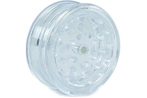 GENERIC R2K® Plastic Herb Grinder 3 Part Magnetic Shark Teeth Assorted Colours, 60mm 3 Piece Herb Grinders, Portable and Pocket Size, Smell Proof Airtight Stash Compartment (Clear)