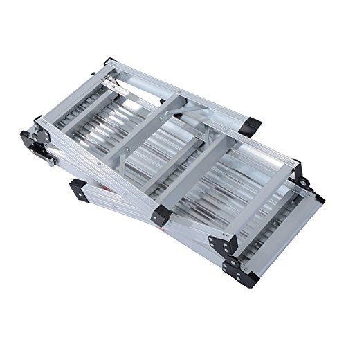 Homcom Arbeitsplattform Alu Trittbank Trittleiter Arbeitsbühne Gerüstleiter Werkstatt klappbar - 5