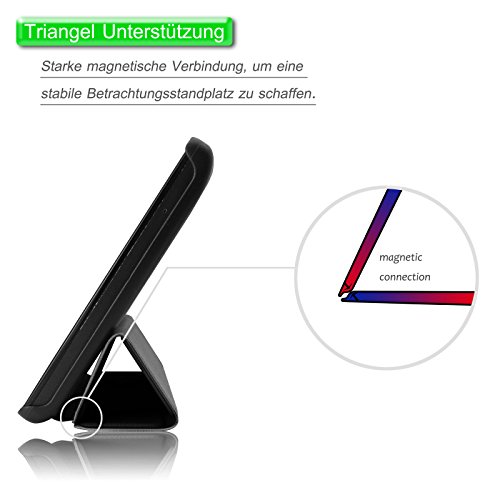 Infiland Lenovo Tab 2 A7-10/20 Hülle Case-Ultra Dünn Tri-Fold Muschel PU Leder Ultra Schlank Superleicht Ständer Shell Cover Schutzhülle Etui Tasche für Lenovo Tab 2 A7-10/20 17,8 cm (7 Zoll IPS)Tablet(Schwarz) - 6