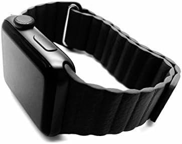 Replacement Leather Magnetic Loop Strap 38mm/42mm For Apple Watch Series 1/2/3 (Black, 38mm)