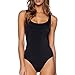 Produktbild CLOOM Retro Swimwear Elegant Elastisch Bademode Damen Strand Bathing Suits Basic Schwimmanzug Damen bademode Tankini Feiertags Einteiliger Badeanzug Women Pareos (Schwarz, S)