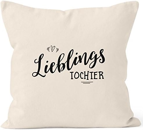 Favourite Daughter Gift Family Child Child Daughter Girl Cushion Cover Home Decorative Throw Pillow Cushion Cover 40x40 Cotton Moon Works®, Lieblingstochter natur, 40 cm x 40 cm