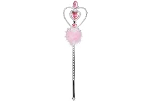 Boland 44072 - Varita mágica Anna, rosa, plata, 32 cm, pluma marabú, piedras preciosas, hadas, princesas, carnaval, Halloween, carnaval, fiesta temática, teatro