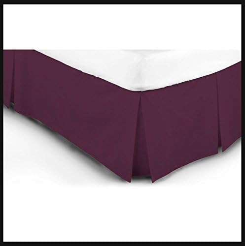 INSTAHOMEWARE Plain Dyed PolyCotton Platform Base Valence Box Pleated Sheet, Attractive Colors (DOUBLE, PLUM)