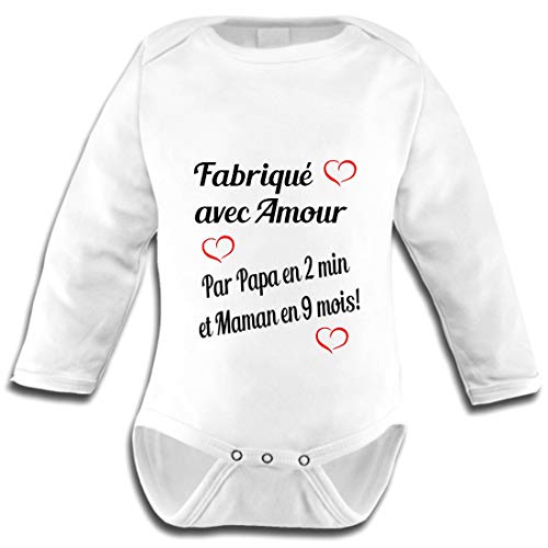 Les lutins de Camille-Body bébé Humour pour garçon Fabriqué avec Amour (3-6 Mois)