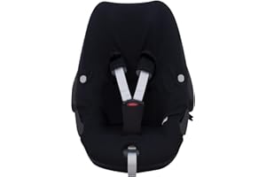 JYOKO Kids Bezug kompatibel mit Maxi Cosi Pebble 360 Y FamilyFix 360, aus Baumwolle (Black Series)