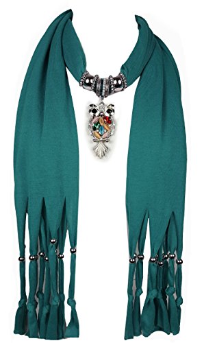 GFM Owl Jewelled Pendant Jewellery Scarf - Christmas Gift (SS07-MTL-GHTL)