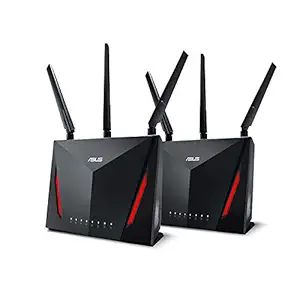Asus RT-AC86U (2 Pack) AiMesh AC2900 Dual Band WiFi System (Black) for Large Homes, AiProtection Pro Network Security Powered by Trend Micro, Adaptive QoS