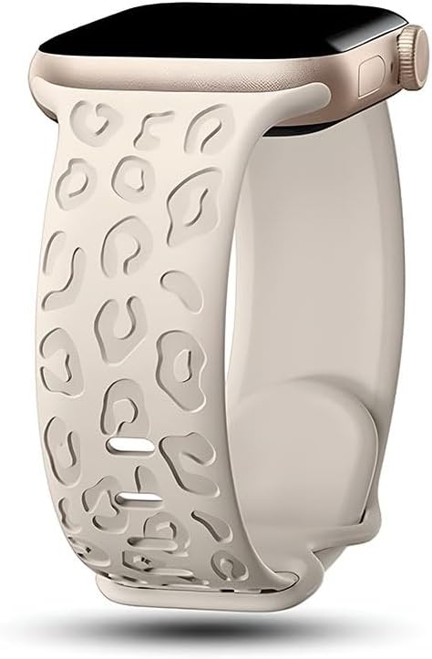 Apple ile Uyumlu Watch 11 10 42mm – 6 7 8 9 10 Se Uyumlu 38-40-41mm Leopar Desenli Silikon Kordon