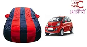 Carigiri Car Body Cover for Tata Nano (with Mirror Pocket, Triple Stiched, Fully Elastic, Red/Navy Blue)