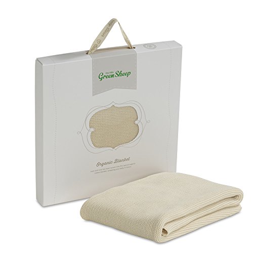 The Little Green Sheep Organic Knitted Baby Blanket (Natural)