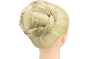 IMISSU Talla grande Moño trenzado Bailarina Cubierta Rosquilla Piezas para el cabello coletero Moño para el cabello Peluca Clips Updo en la fiesta de bodas (M2 Rubia sucia)