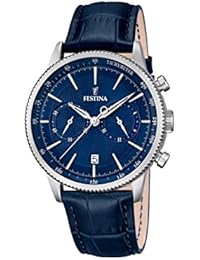 Festina – Reloj de cuarzo para hombre con cronógrafo para hombre (mecanismo de cuarzo, esfera azul y correa de piel azul f16893/2