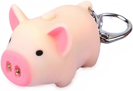 PEGGY CUPY POLEA Pig LED KeyChain Keyring Torch With Light &amp; Sound (Light pink)