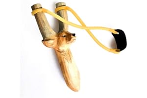 Outletdel ocio Tirachinas Artesano de Madera Maciza. Diseño Ciervo. Decorado a Mano. para Uso Deportivo