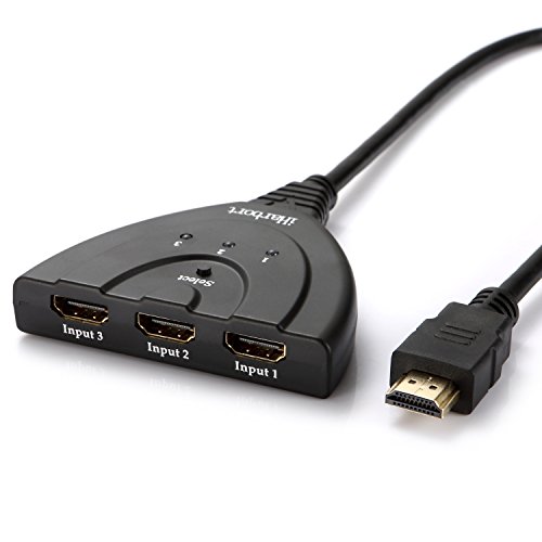 iHarbort® HDMI SWITCH Stecken 【Unterstützen Full HD 1080p, 3D 】HDMI-Kabel 3-Port Umschalter | 3 x IN / OUT x 1 | Dolby True HD | intelligenter Switch für HDTV, PS3, Xbox One, 360, Bluray-Player, DVD-Player usw.