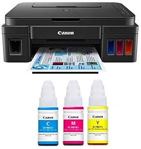 Canon G3000 All-in-One Ink Tank Colour Printer with Color Ink Bottles-Cyan Magenta, Yellow