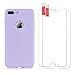 Produktbild iPhone 7 Plus 8 Plus Hülle Panzerglas, E-Unicorn Handyhülle Apple iPhone 7 Plus 8 Plus Hülle Silikon Lila Matt Tasche Ultra Slim Dünn TPU Bumper Etui Protective Schutzhülle Stoßfest Kratzfeste Back Case Cover Zubehör + 2 Stück Schutzfolie Glas Folie Displayschutzfolie Panzerfolie 9H 3D