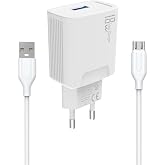 PDAteknoloji 18W Şarj Adapt&ouml;r&uuml; + 3.0A Hızlı Şarj Micro USB Kablo Beyaz KDR-40M (Yerli &Uuml;retim) (18w+Micro Usb Kablo)