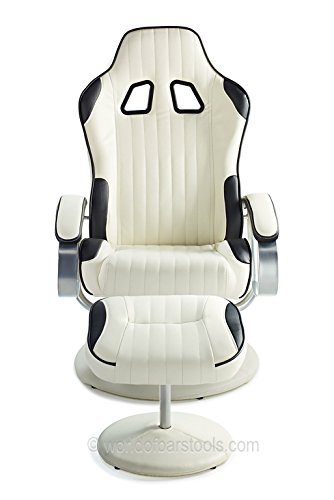 Racer Chair & Footstool Black & White