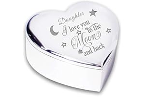 Chris Bag Of Goodies DAUGHTER I LOVE YOU TO THE MOON & BACK Silver finish TRINKET BOX Gift Presents Ideas for my Birthday Christmas Xmas Wedding Present Gifts from mum and dad