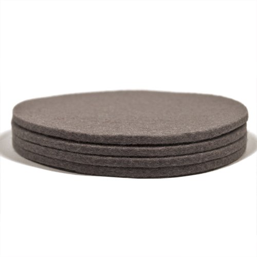 Hochwertige Untersetzer aus Filz (Designfilz, 100 % Wolle), lichtgrau, 10 cm Durchmesser - 4 Stück