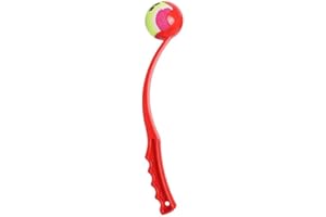 UAPK Giocattolo per cani, lanciatore di palline da tennis, lanciatore di cani, caccia e fetch, giocattoli portatili a mani libere, pick up & gettare, gioco palla Chucker per animali domestici (rosso) 36 cm