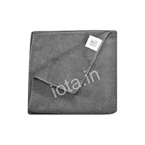 iota Microfiber Cloth - 60x40 cms - 400 GSM Grey - Thick Lint & Streak-Free Multipurpose Cloths - Automotive Microfibre Towels for Car Bike Cleaning Polishing Washing & Detailing