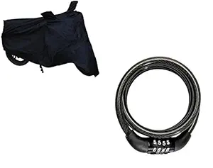 Motoway 1 Heavy Duty Multi-Purpose Chain Cable Number Helmet Lock, 1 Two Wheeler Cover for Hero Passion Pro