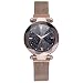 Produktbild Mumuj Damen/Women Analog Quarzuhr Armbanduhren, Mesh Armband Magnetband Sternenklarer Himmel Simulierter Diamant Dial Armbanduhr mit Magnetischer Schnalle (Kaffee) (Kaffee)