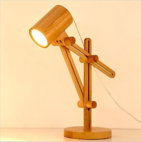 LUCKY LIHGT Lampe De Bureau En Bois Massif Nordique LumièRe Personnalité Minimaliste Moderne En Bois TéLéCommande Bras Pliant Lampe [éNergie A ++]