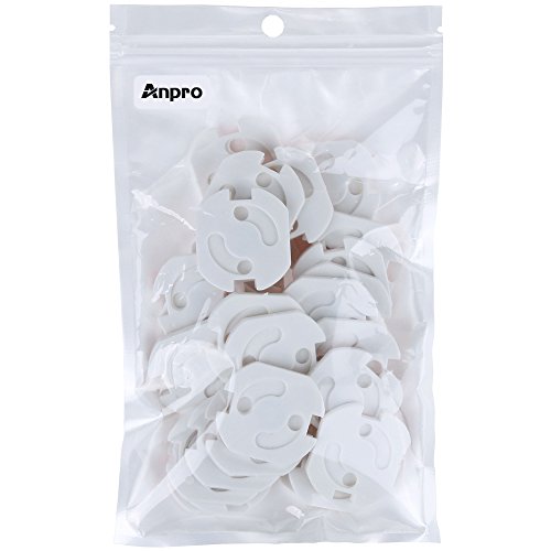 Anpro 30 Stück Steckdosenschutz für Steckdose mit Drehmechanik – steckbar Steckdosensicherung für Kleinkind Baby zum stecken selbstklebend leicht zu montieren (weiß) - 6