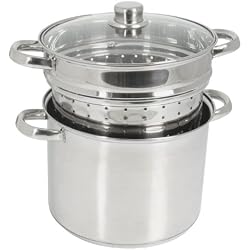 Crealys 504626 Cuit Pâtes 8 L + Couvercle Verre Diamètre : 24 cm