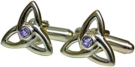 Sterling Silver Celtic Trinity Swarovski Birthstone Cufflinks - June - Branded Gift Box