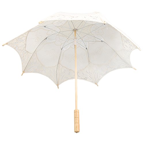 Gazechimp Hochzeit Parasol Sonnenschirm Spitzenschirm Brautschirm Regenschirm Beige - 2