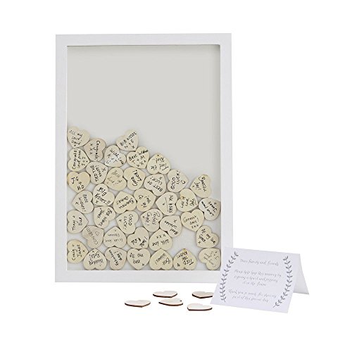 Holzrahmen mit 70 Holzherzen als Gästebuch zur Hochzeit