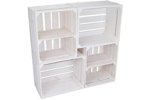 ‎KISTENKOLLI ALTES LAND 4er Set Massive Obstkiste Apfelkiste Weinkiste aus dem Alten Land +++ 50 x 40 x 30 cm (NEU Weiss 2 x Quer 2 x Ohne)