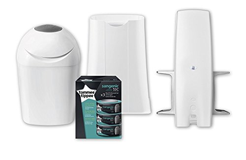 Preisvergleich Produktbild Rotho Babydesign Wickelset Komfort / 4-tlg. Set mit Windelbox, sangenic tec Windeleimer, Twister Base / inkl. 3 Nachfüllkassetten zur geruchsdichten Windelentsorgung