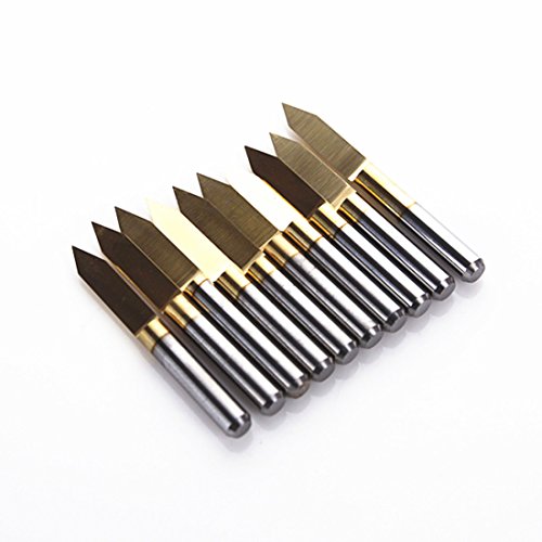 Uniqstore 60 grados 0.1mm punta de carburo de titanio recubierto de PCB pedacitos del grabado herramienta CNC Router