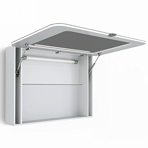 Spiegelschrank LED 80 cm Weiß Hochglanz Badschrank Badspiegel Spiegel - 4