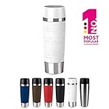 Emsa Bouteille Isotherme, À emporter, 500ml, Couvercle Quick Press, Blanc, Travel Mug Grande, 515682
