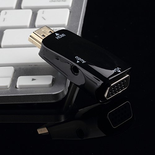 LESHP HDMI zu VGA Adapter, Mann zum weiblichen Konverter-Kasten-Adapter mit 3.5mm AV Audiokabel für PC HDTV (Schwarz) - 5