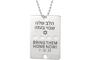 YXRRVING Israel Bring Them Home Now Halskette, I Stand with Israel Dog Tag Kette, Israel Necklace Stand with The Kidnapped Kids and People of Israel Support Israel, Inspired Jewelry from Israel,