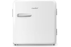 COMFEE' RCD50WH1RT(E) 47L Frigorifero tavolo mono porta, design Retrò, controllo temperatura regolabile, adatto per casa, ufficio e altre applicazioni domestiche | Colore bianco