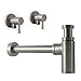 Produktbild Eckventil Siphon Set Waschbecken Waschtisch Anschluss-Garnitur (Premium Rund Edelstahl Finish)