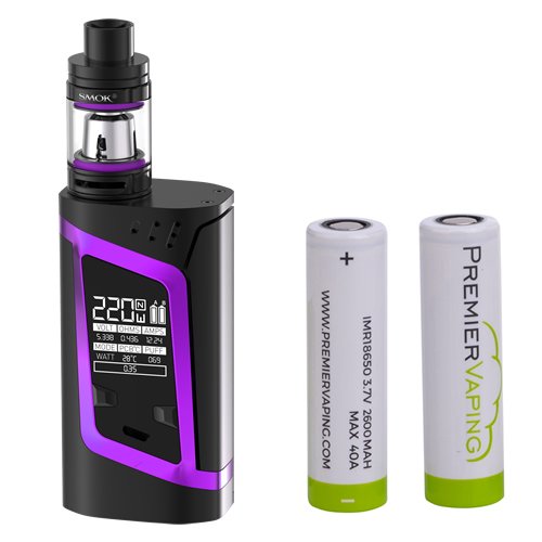 Preisvergleich Produktbild Smok Alien Kit - 220W Mod mit 2ml TFV8 Baby Tank - Schwarz / Lila - einschließlich 2 x Premier Vaping 40A 2600mAh 18650 Batterien