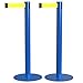 Produktbild Absperrpfosten LIMIT | Metall, blau | Ausziehband | fluoreszierender gelber Gurt | Gurtlänge: 3.7 m | Set mit 2 Pfosten | 10 kg pro Abgrenzungsständer | Theater, Kino, Bank, Museum, Eingangsbereiche, Flughafen, Geschäft