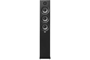 ELAC Debut 2.0 Haut-Parleur sur Pied F5.2, boîtier pour écouter de la Musique sur Une chaîne stéréo, système de Son Surround 5.1, Son Excellent, Haut-Parleur à 3 Voies, Noir décoré